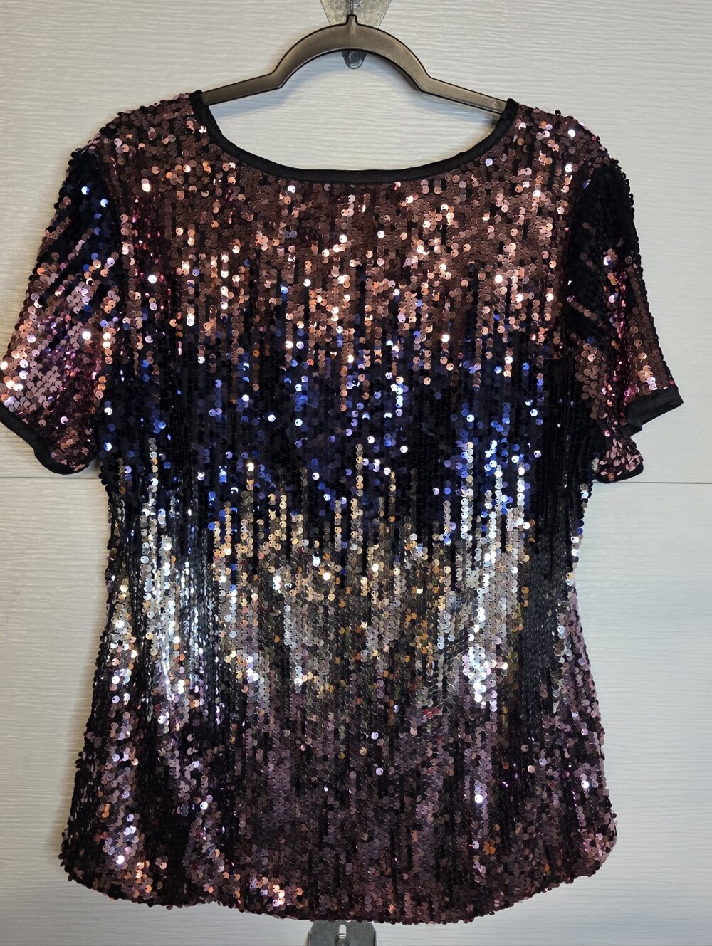 Sequin Ombre Short Sleeve Tee - Purple & Black - Picture 2 of 3